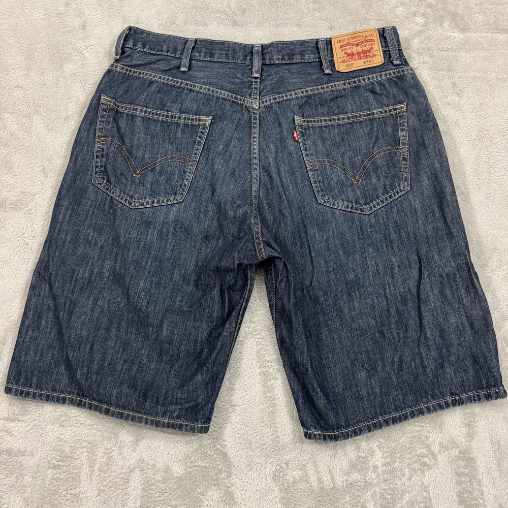 VTG Levis 569 Shorts Men 38 Loose Baggy Y2K Skate Jorts Dark Blue 11.5" Inseam